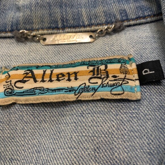 VTG Peacock Embroider Jean Jacket Extra Long Sleeves Y2K Fairygrunge dopamine - Picture 12 of 15